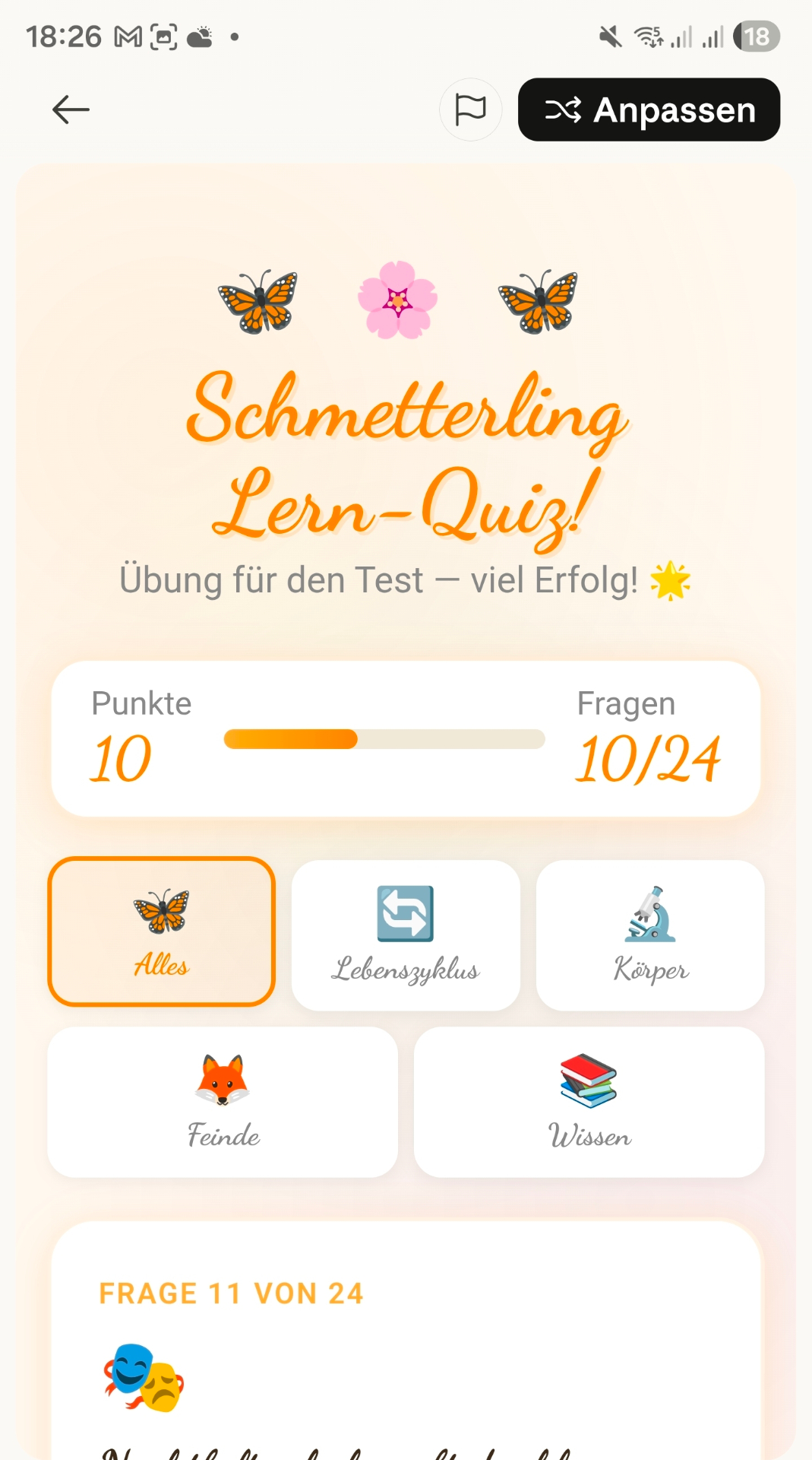 Quizzl Beispiel Quiz Schmetterling Lern-Quiz